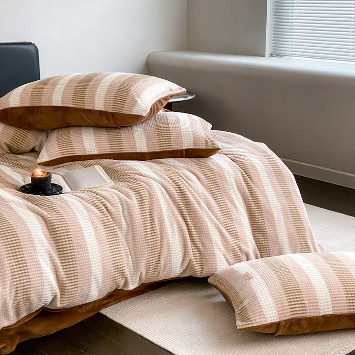 Waffle pattern milk fiber bedding, 4-piece