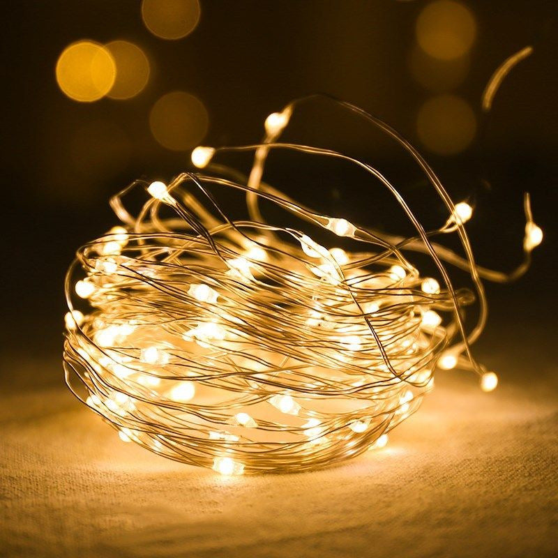 LED Copper Wire String Lights with Button Cell Battery