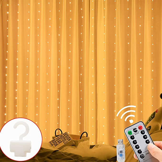 LED Copper Wire Curtain String Lights with Remote Control