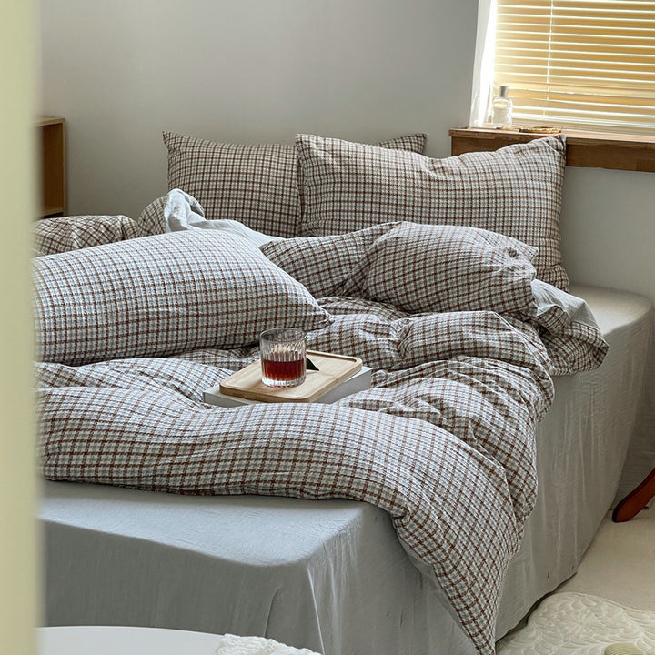 Cotton bedding set, 4-piece, jacquard pattern