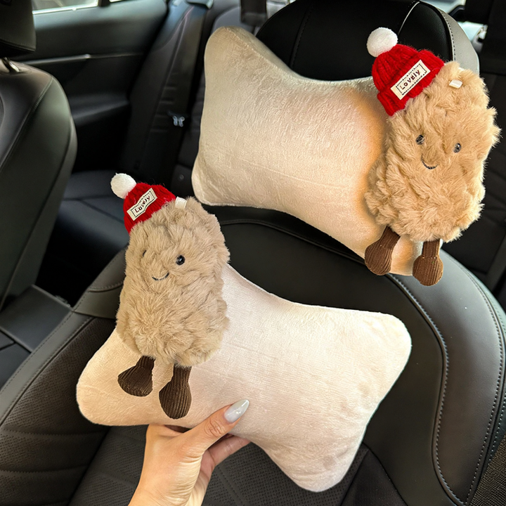 Plush headrest with geometric pattern