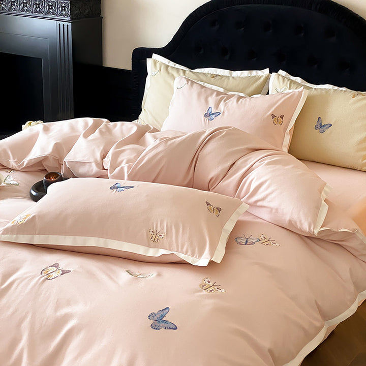 Cotton bedding set, brushed, with embroidery