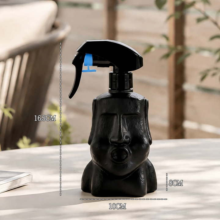 Moai-Garden plant sprayer with flower head