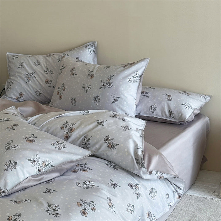 Bedding set made of long-staple cotton, floral pattern