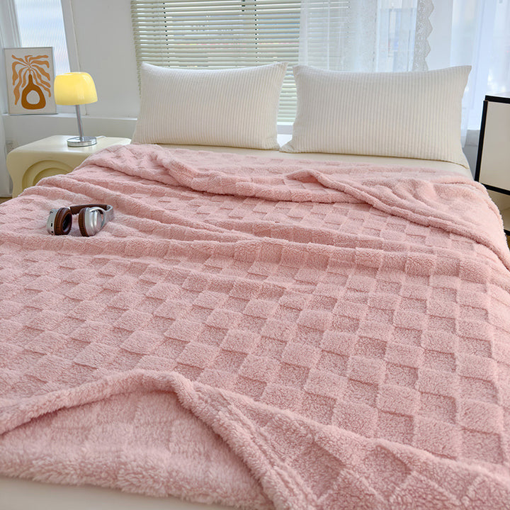 Stylish jacquard blanket with checkerboard pattern