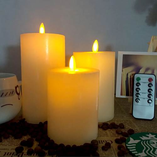 LED stub candle made of paraffin with remote control