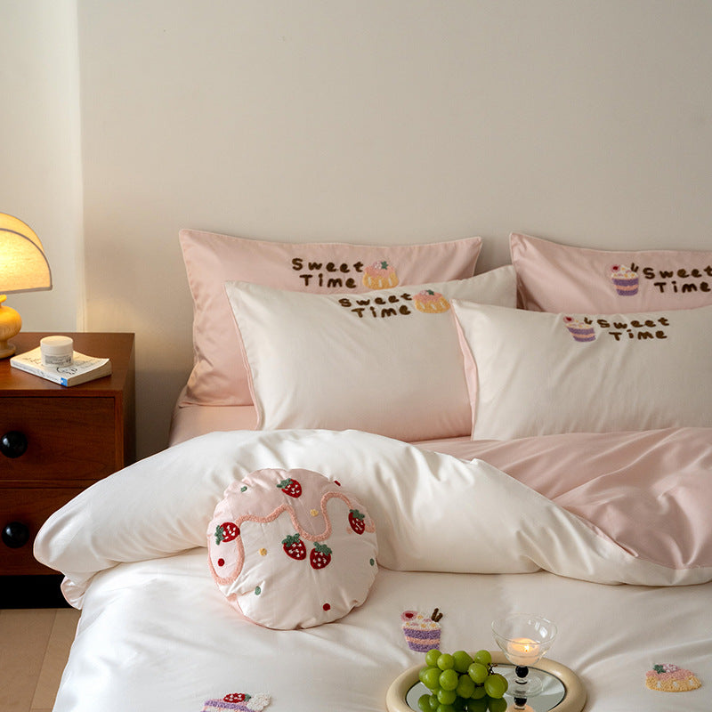 Bedding set made of 100s long-staple cotton with embroidery