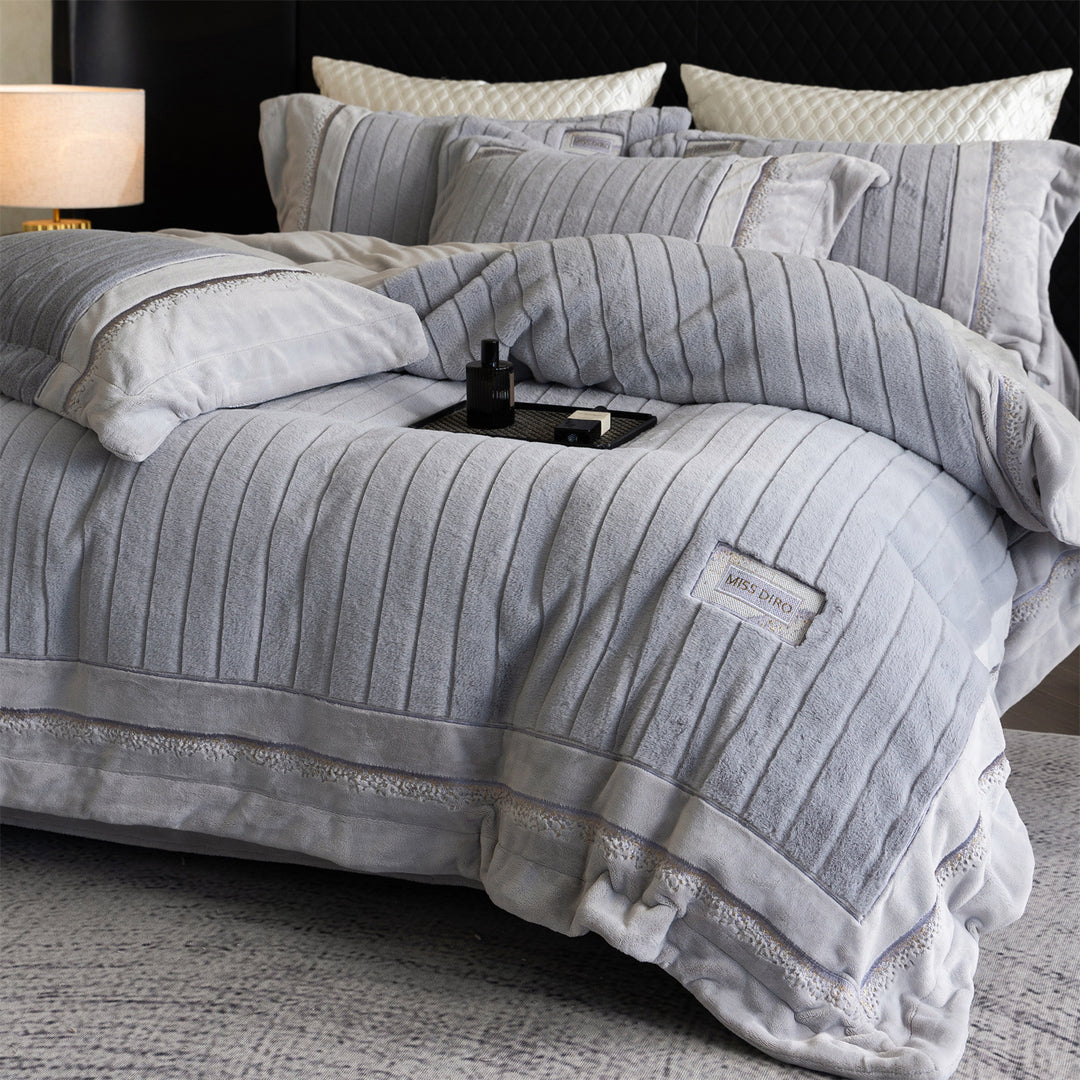 Luxurious milk fiber fleece bedding set, extra thick