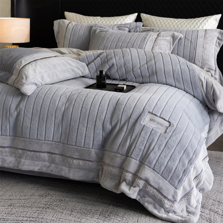 Luxurious milk fiber fleece bedding set, extra thick