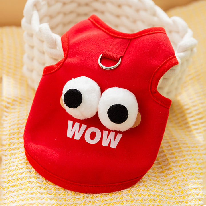 Sleeveless shirt for dogs and cats with leash