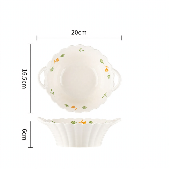 Ceramic dish set, floral pattern, Japanese style