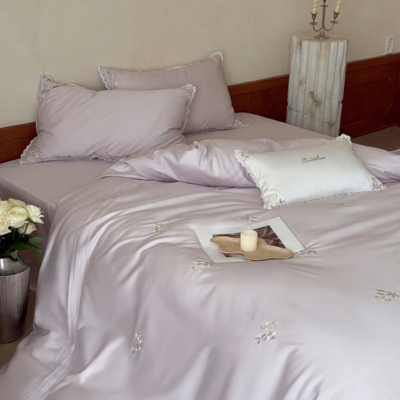 Long-staple cotton bedding set 4-piece, embroidered
