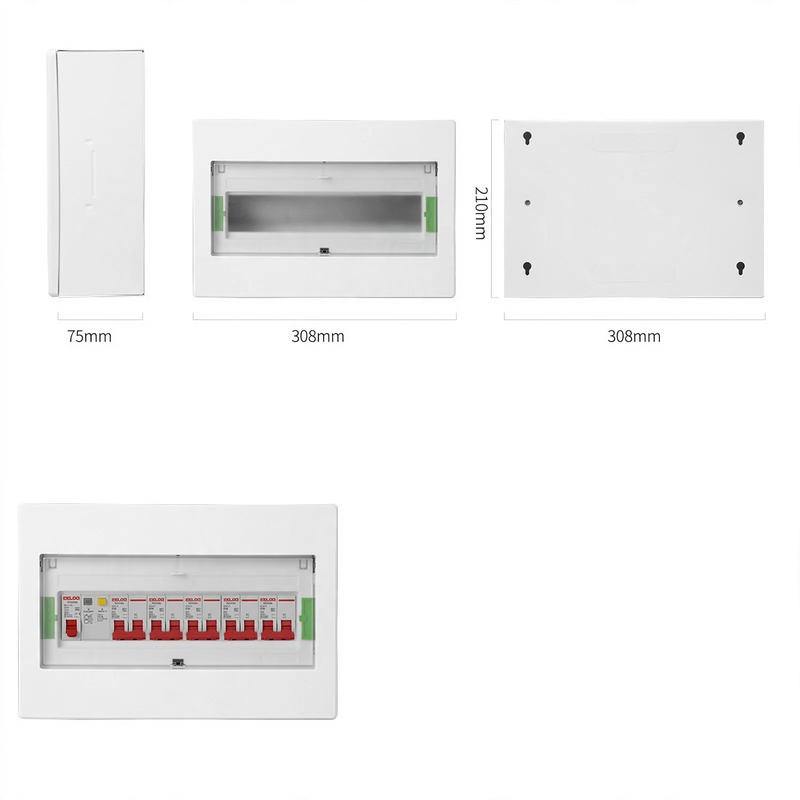Distribution box for electrical installation, 2–16 circuits