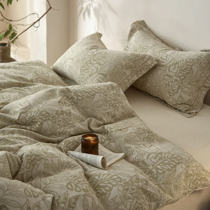 Cotton-linen bedding, 4-piece, floral pattern