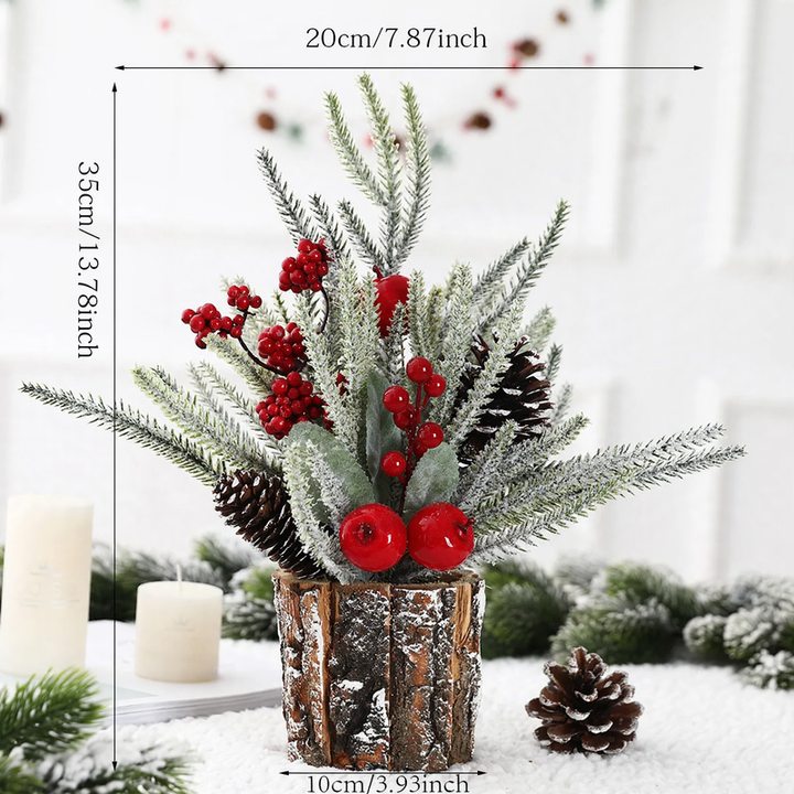 Mini Christmas tree in wooden barrel, 35 cm