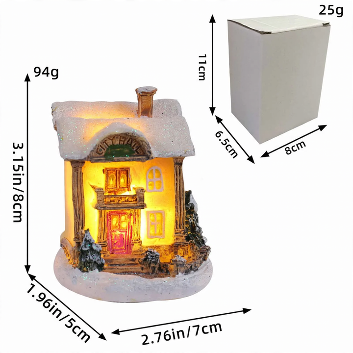 Decorative illuminated Christmas house made of resin