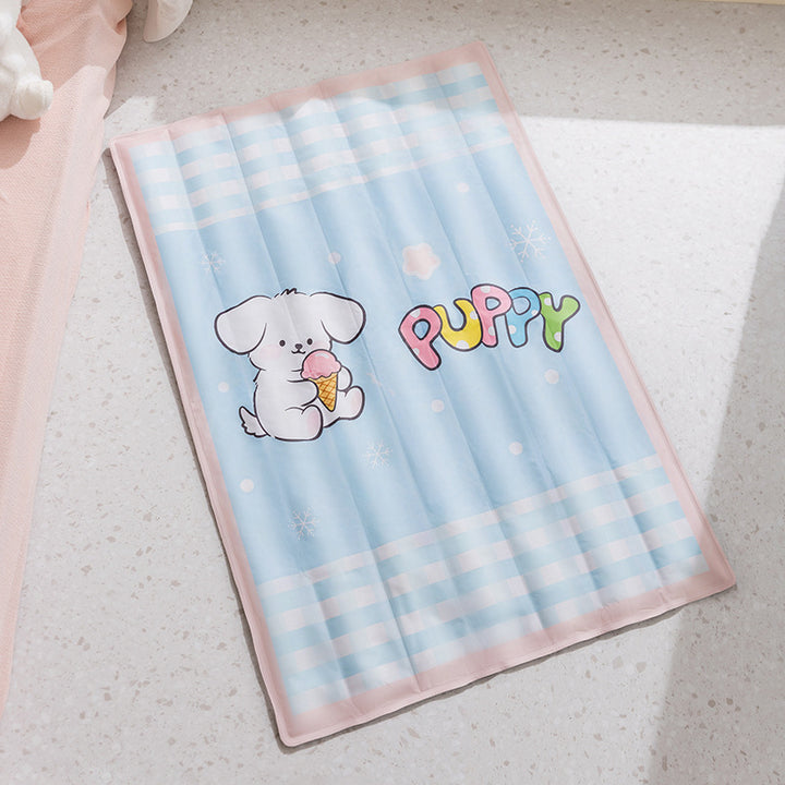 Pet cooling mat with grid pattern, breathable, spring and summer