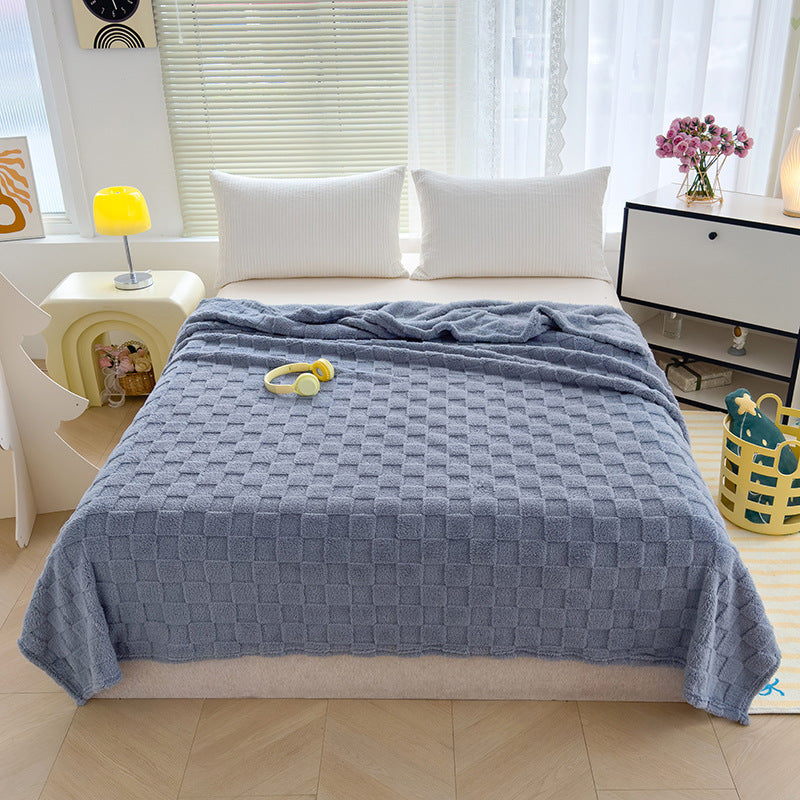Stylish jacquard blanket with checkerboard pattern