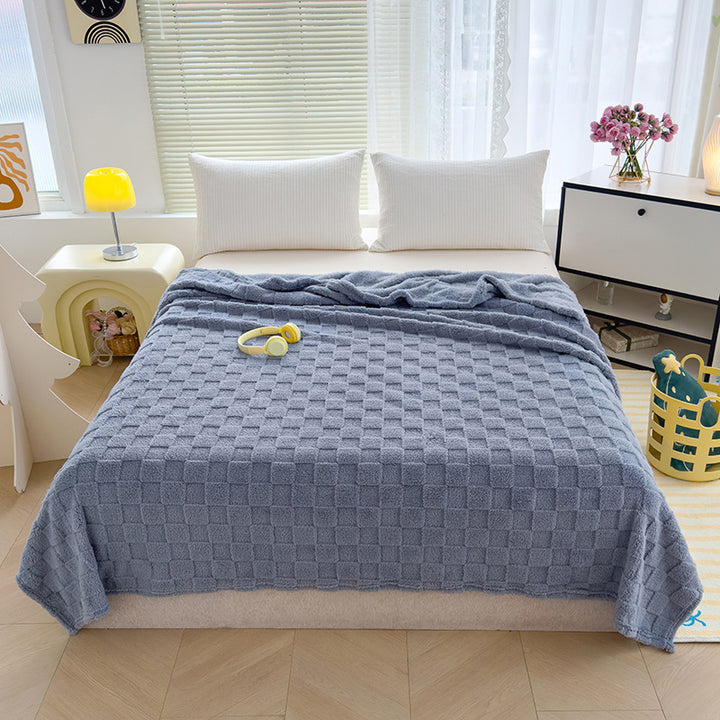 Stylish jacquard blanket with checkerboard pattern