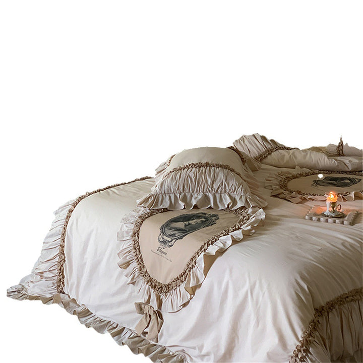 French Vintage Bedding Set, Cotton, with Ruffles