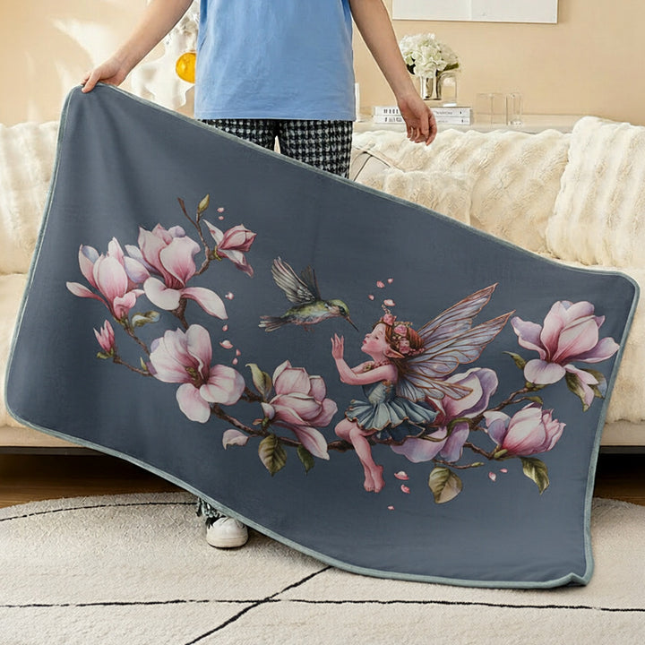 Crystal silk blanket with floral pattern, double-layered