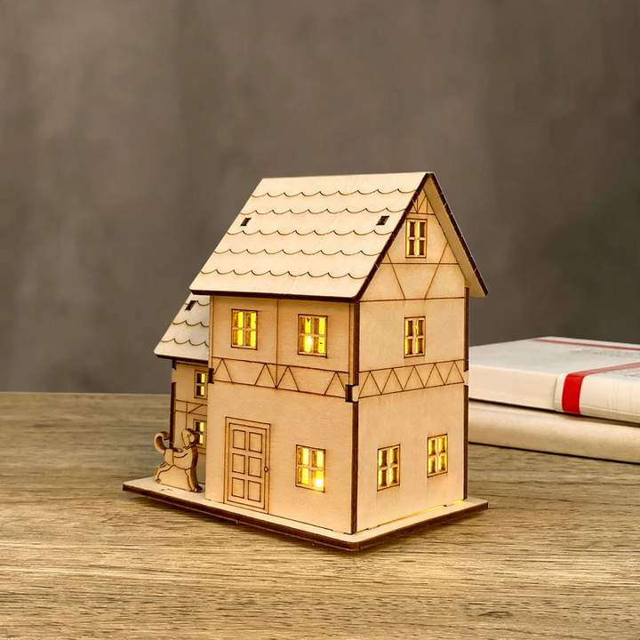 Decorative wooden Christmas light house to customize