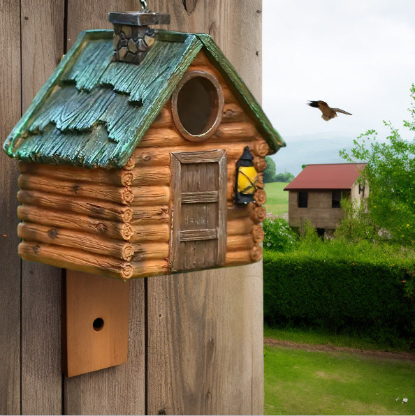 Birdhouse made of polyester resin, hanging