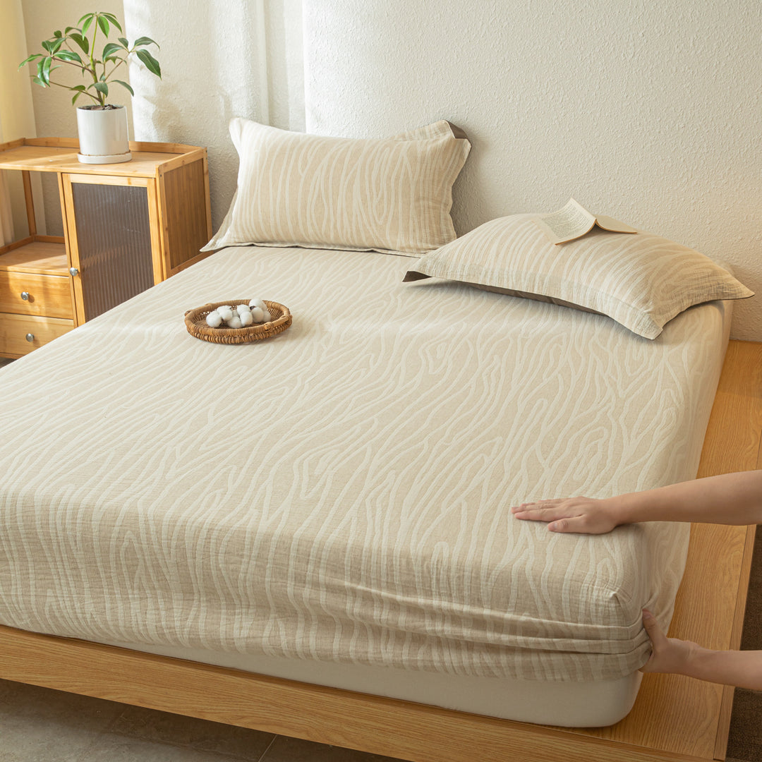 Cotton-linen bed sheet with jacquard pattern