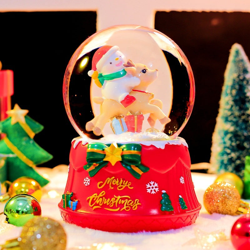 Christmas music box with glass ball and light effects