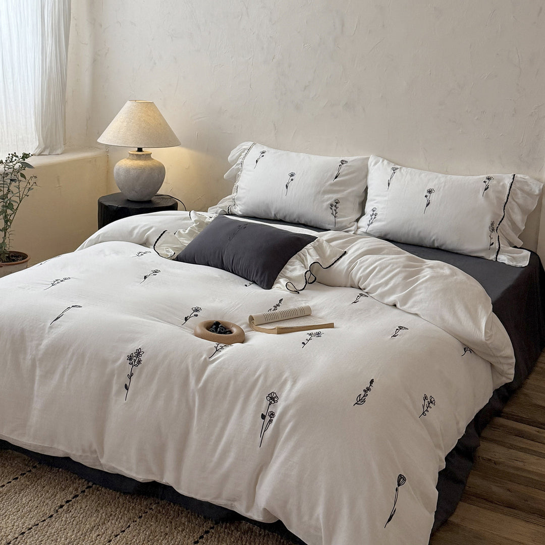 Cotton bedding set, 4-piece, crinkle structure