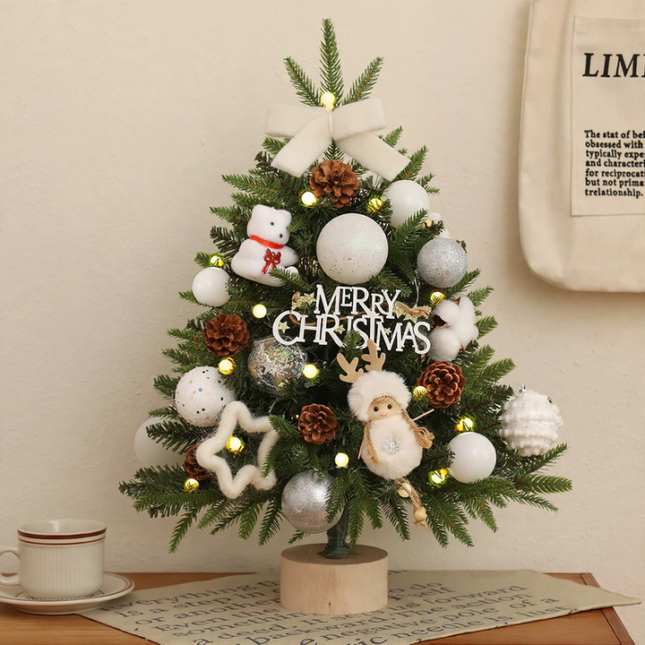 Compact PE Christmas tree with decoration set