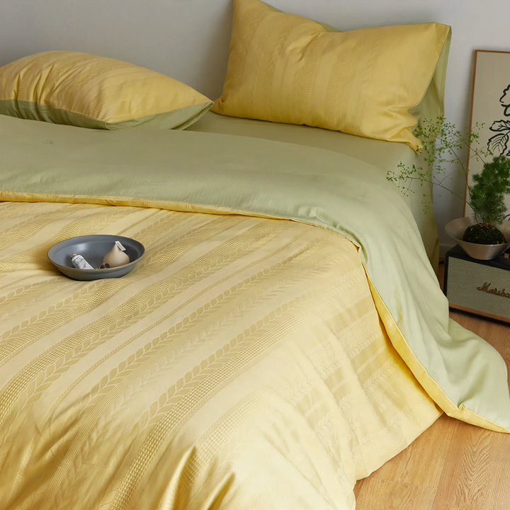 Cotton bedding set, 4-piece, jacquard pattern