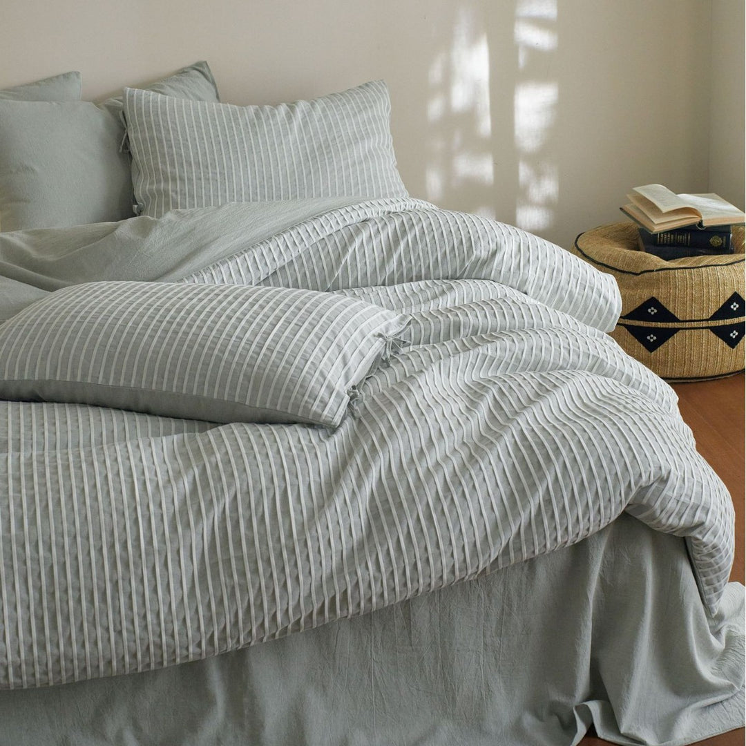 Bedding set, 4-piece, stripe jacquard