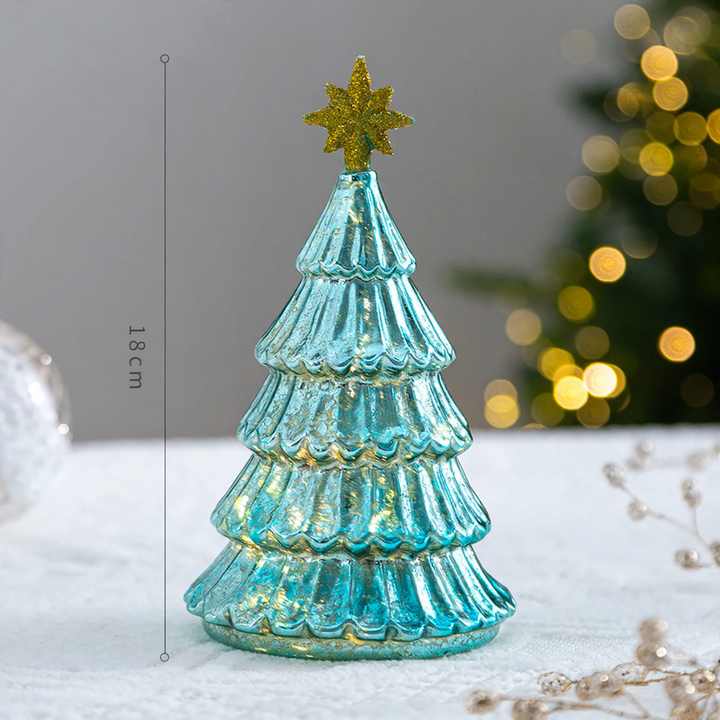 Glass Christmas tree decoration, illuminated
