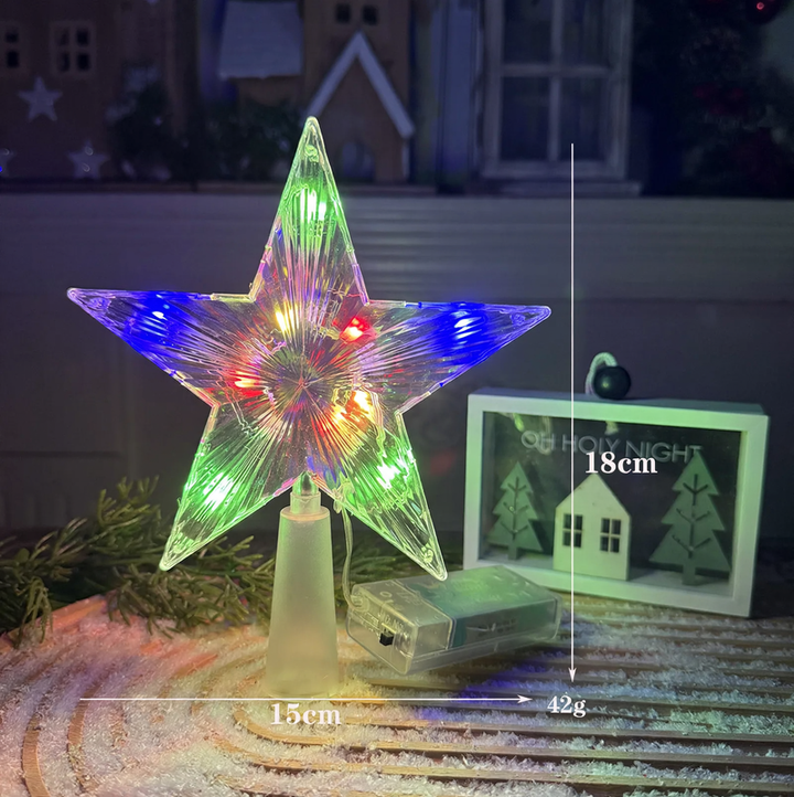 Illuminated Christmas tree top star made of plastic