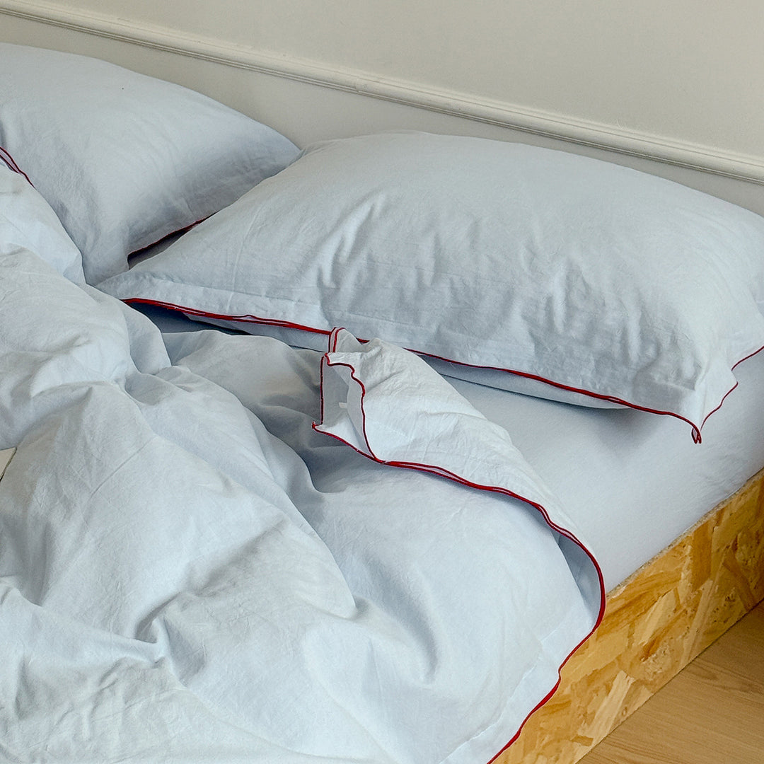 Cotton bedding 4-piece, Japanese style, contrast stitching