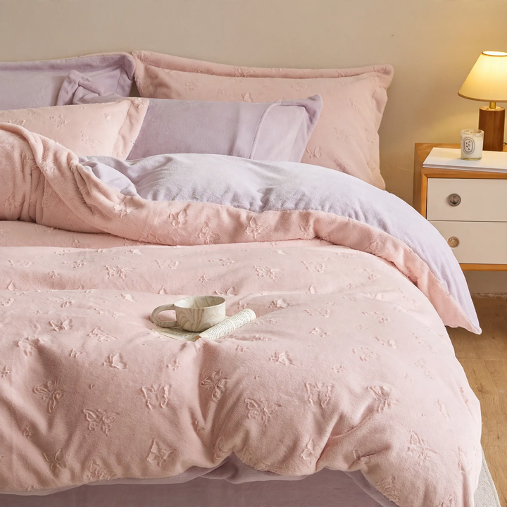 Reversible fleece bedding set, 4-piece, winter