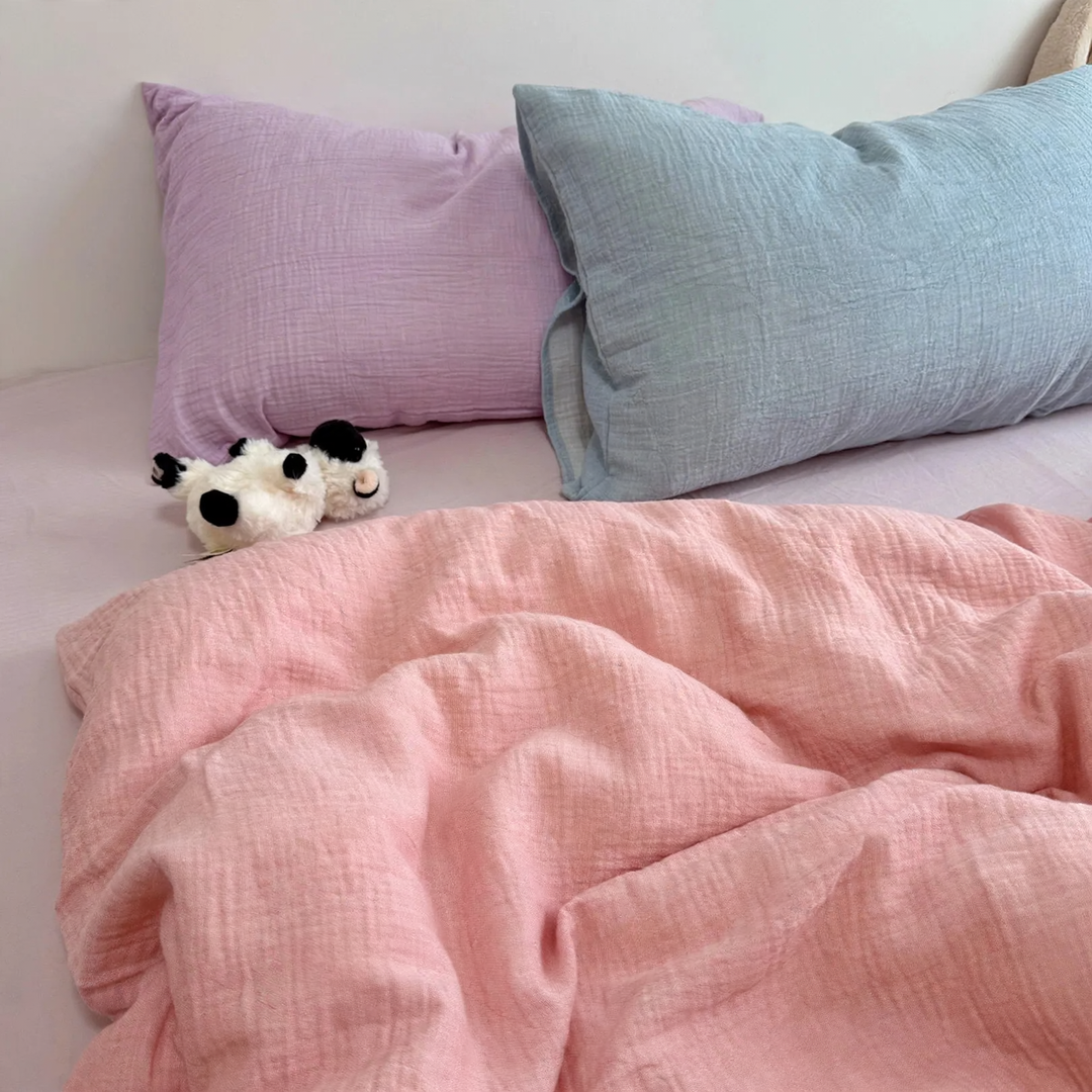 Cotton bedding set, double-layered gauze