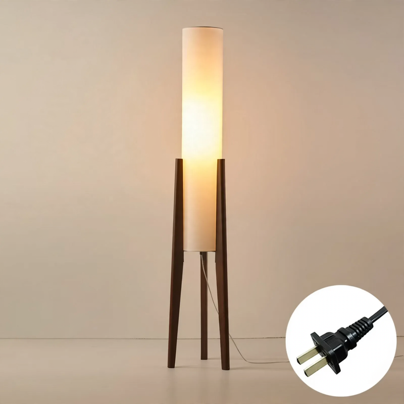 Vintage LED floor lamp with wooden frame