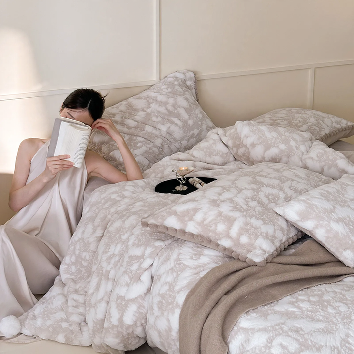 Milk fiber bedding set, geometric pattern, vintage