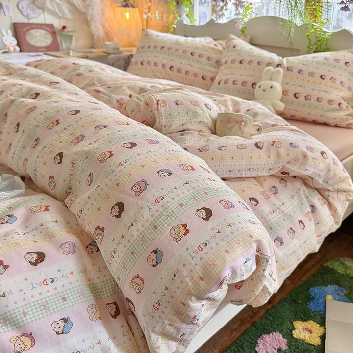 Cotton bedding set, double-layer yarn, various sizes
