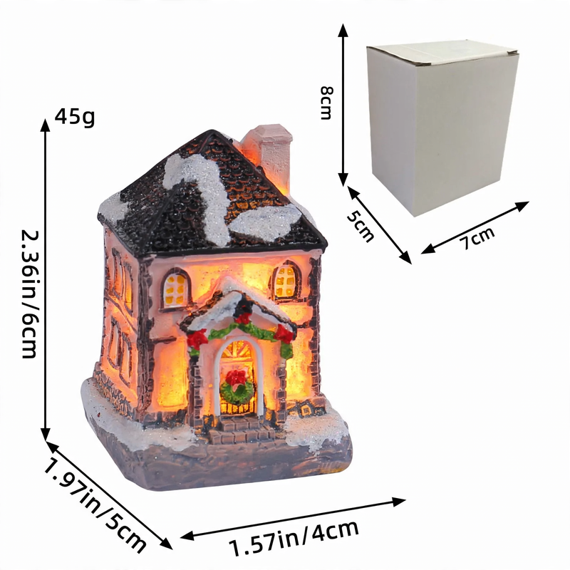 Decorative illuminated Christmas house made of resin