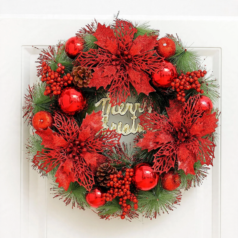 Illuminated Christmas wreath with hanging