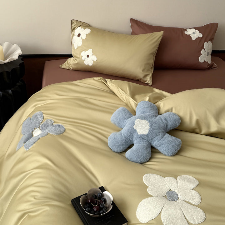 Cotton bedding set, 100S, floral embroidery