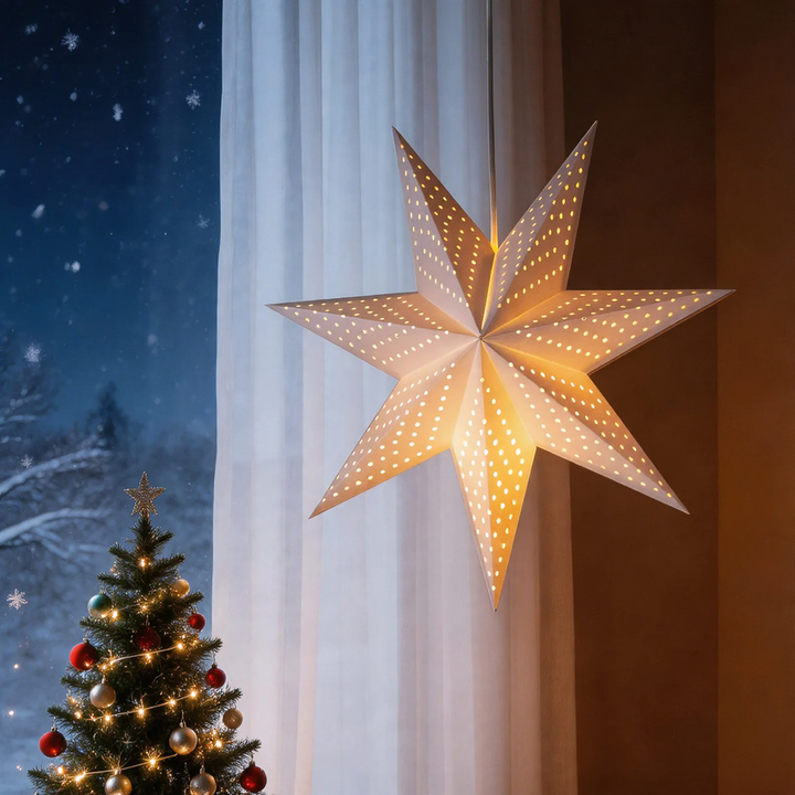 Foldable seven-ray star lampshade made of paper