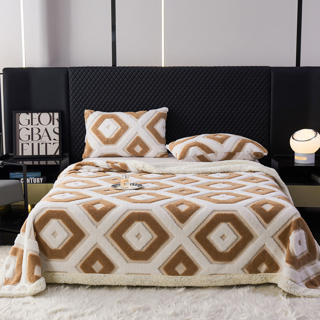 Geometric throwing blanket, double-layered, various sizes