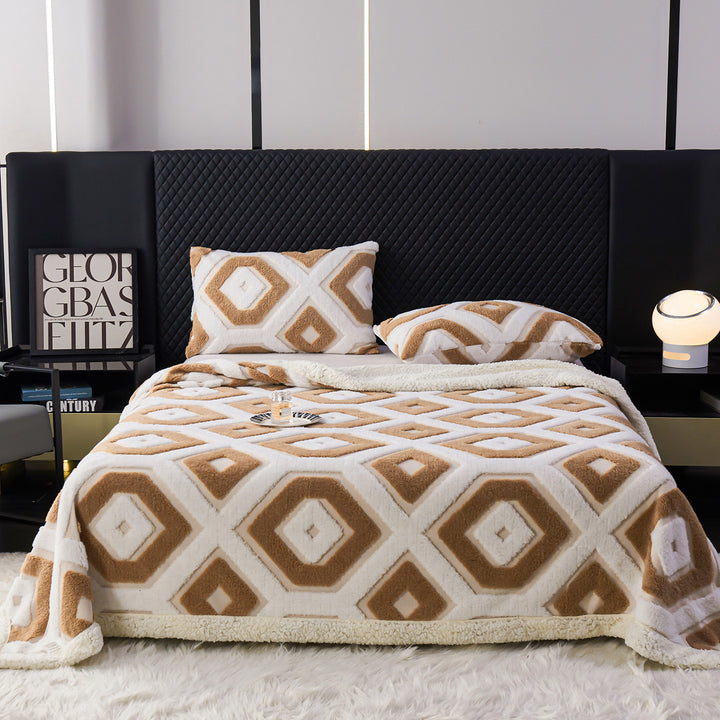 Geometric throwing blanket, double-layered, various sizes