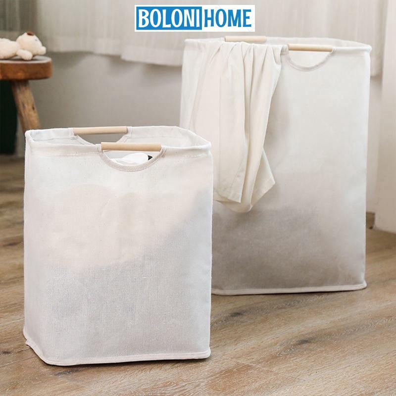 Foldable laundry basket made of cotton and linen