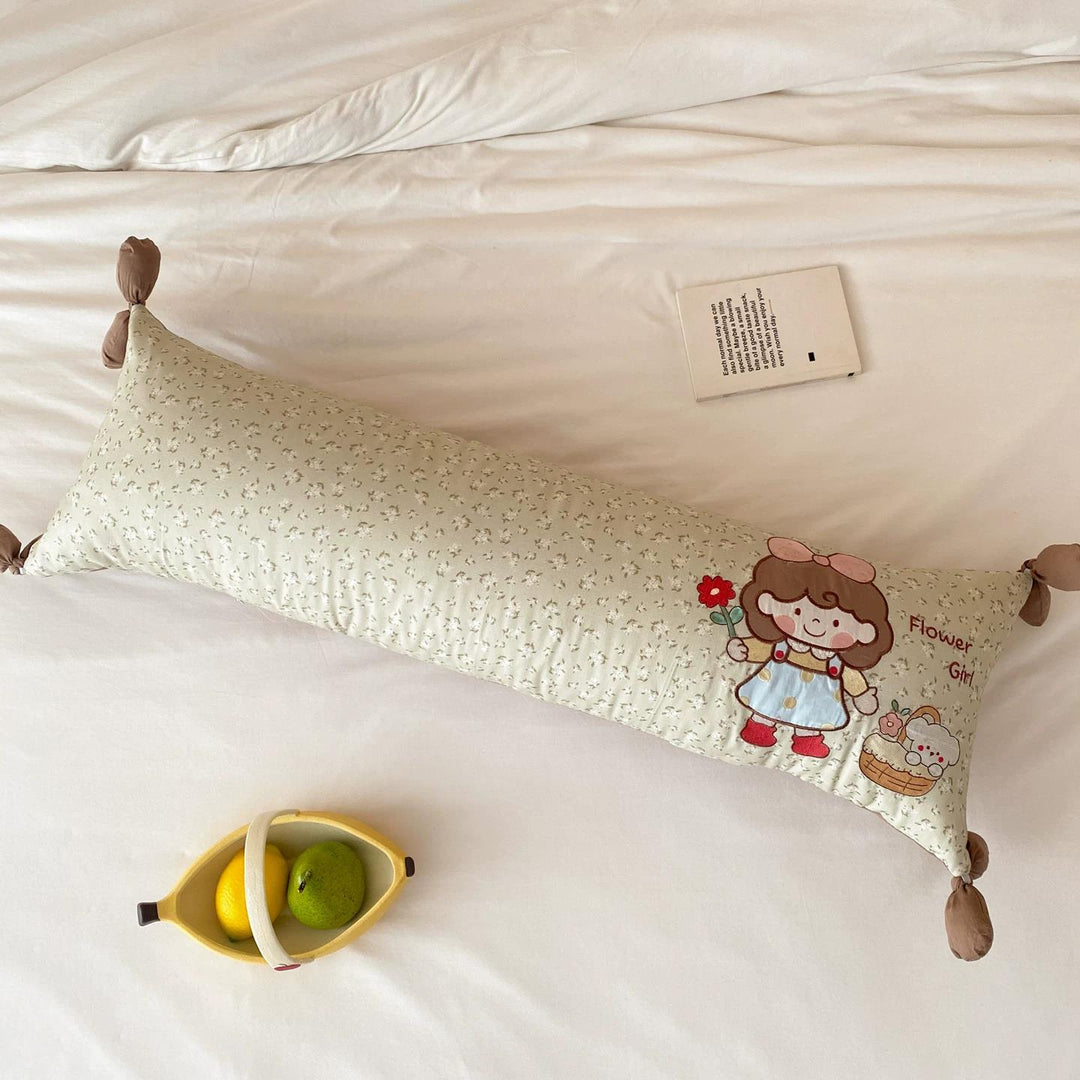 Long cotton nursing pillow, removable cover