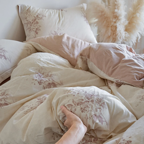 Cotton-linen bedding set, floral pattern